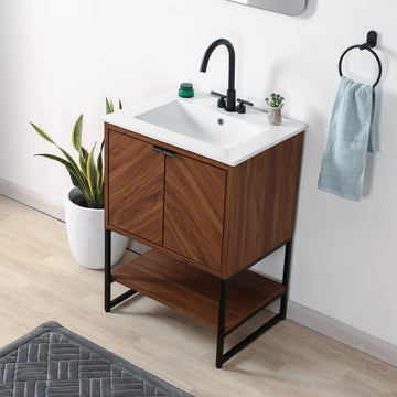 Juhl Chevron-Front Modern Minimalist 2-Shelf Bath Vanity Cabinet Only (Sink Basin Not Included) - JONATHAN Y
